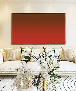 Quadro Horizontal Abstrato Degradê Bordo Vermelho Vivo Canvas Moldura