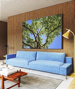 Quadro Horizontal Copa de Árvore Folhas Verdes Céu Azul Vivo Natureza Canvas Moldura