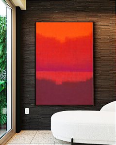 Quadro Vertical Abstrato Cores Vermelho Magenta Arte Canvas Moldura