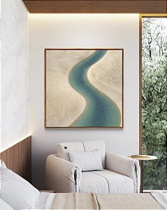 Quadro Quadrado Água Turquesa Praia Dunas Areia Branca Canvas Moldura