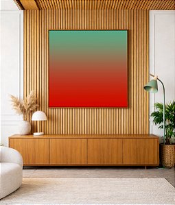 Quadro Quadrado Abstrato Degradê Verde Turquesa Vermelho Tijolo Canvas Moldura