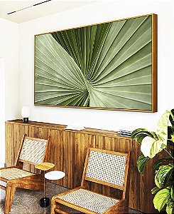 Quadro Horizontal Folha Verde Textura Linhas Naturais Macro Minimalista Canvas Moldura