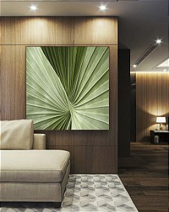 Quadro Quadrado Folha Verde Textura Linhas Naturais Macro Minimalista Canvas Moldura