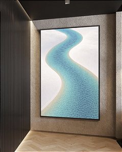 Quadro Vertical Praia Dunas Areia Branca Água Turquesa Canvas Moldura