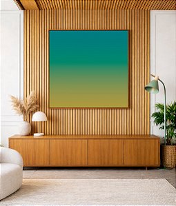Quadro Quadrado Abstrato Degradê Verde Turquesa Azul Canvas Moldura