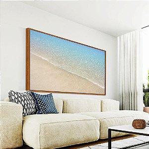 Quadro Horizontal Praia Tropical Água Cristalina Calmaria Mar Azul Canvas Moldura