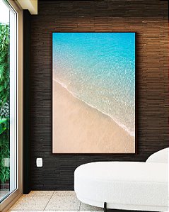 Quadro Vertical Praia Tropical Água Cristalina Calmaria Mar Azul Canvas Moldura