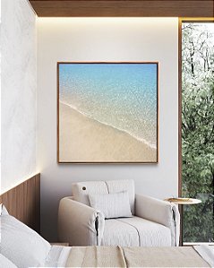 Quadro Quadrado Praia Tropical Água Cristalina Calmaria Mar Azul Canvas Moldura