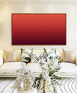 Quadro Horizontal Abstrato Degradê Vinho Vermelho Tijolo Canvas Moldura