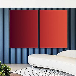 Duo de Quadros Abstrato Degradê Vinho Vermelho Tijolo Canvas Moldura