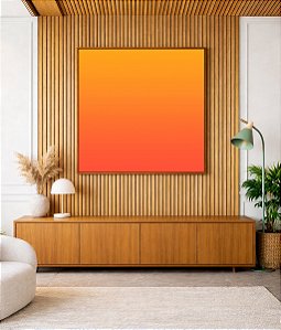 Quadro Quadrado Abstrato Degradê Coral Laranja Tangerina Canvas Moldura