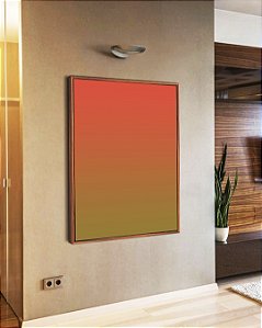 Quadro Vertical Abstrato Degrade Laranja Verde Oliva Canvas Moldura