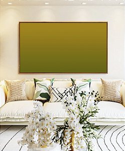 Quadro Horizontal Abstrato Degradê Amarelo Mostarda Verde Oliva Canvas Moldura