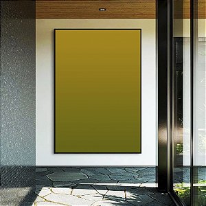 Quadro Vertical Abstrato Degradê Amarelo Mostarda Verde Oliva Canvas Moldura