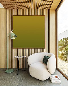 Quadro Quadrado Abstrato Degradê Amarelo Mostarda Verde Oliva Canvas Moldura