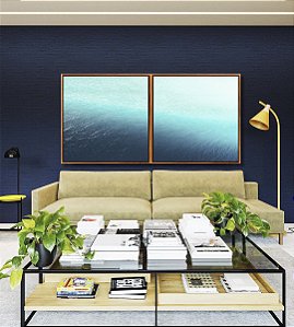 Duo de Quadros Quadrados Mar Azul Turquesa Cristalino Natureza Canvas Moldura