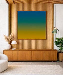 Quadro Quadrado Abstrato Degrade Azul Petróleo Verde Amarelo Canvas Moldura