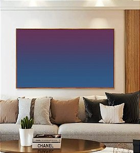 Quadro Horizontal Abstrato Degradê Roxo Rosa Violeta Azul Marinho Canvas Moldura
