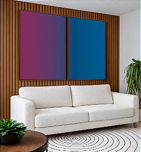 Duo de Quadros Abstrato Degradê Roxo Rosa Violeta Azul Marinho Canvas Moldura