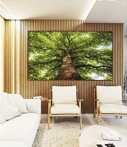 Quadro Horizontal Paisagem Árvore Folhas Verdes Floresta Natureza Céu Azul Canvas Moldura