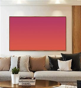 Quadro Horizontal Abstrato Degradê Rosa Produndo Laranja Canvas Moldura