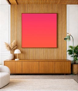 Quadro Quadrado Abstrato Degradê Rosa Produndo Laranja Canvas Moldura