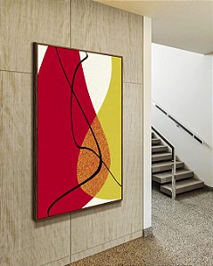 Quadro Vertical Abstrato Minimalista Laranja Tangerina Verde Limão Canvas Moldura