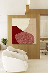 Quadro Quadrado Abstrato Minimalista Rosa Salmão Vermelho Borbô Canvas Moldura