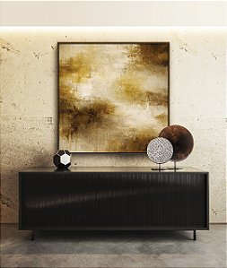 Quadro Quadrado Abstrato Bronze Marrom Caramelo Efeito Concreto Canvas Moldura