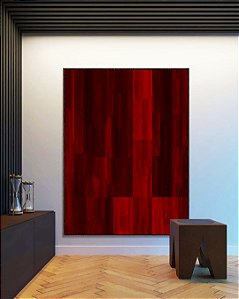 Quadro Vertical Abstrato Tons de Vermelho Carmim Bordô Canvas Moldura