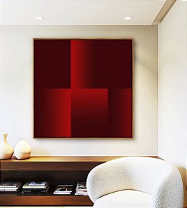 Quadro Quadrado Abstrato Geométrico Degradê Vermelho Intenso Canvas Moldura