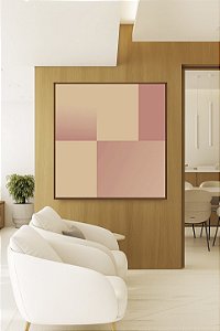 Quadro Quadrado Abstrato Geométrico Degradê Rosa Pêssego Salmão Canvas Moldura