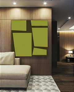 Quadro Quadrado Abstrato Minimalista Geométrico Verde Oliva Marrom Canvas Moldura