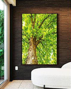 Quadro Vertical Copa de Árvore Verde Iluminada Céu Natureza Paisagem Canvas Moldura