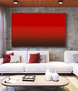 Quadro Horizontal Abstrato Degradê Vermelho Intenso Escuro e Vivo Canvas Moldura