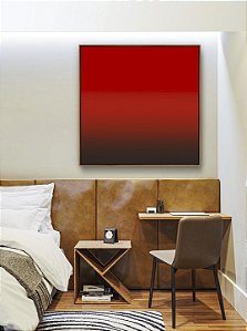 Quadro Quadrado Abstrato Degradê Vermelho Intenso Escuro e Vivo Canvas Moldura