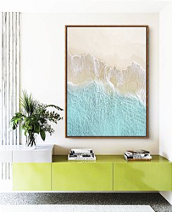 Quadro Vertical Praia Paradisíaca Mar Turquesa Cristalino Natureza Canvas Moldura