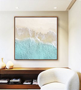 Quadro Quadrado Praia Paradisíaca Mar Turquesa Cristalino Natureza Canvas Moldura