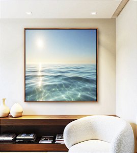 Quadro Quadrado Mar Cristalino Azul Turquesa Sol Céu Claro Canvas Moldura