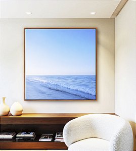 Quadro Quadrado Mar Azul Claro Ondas Suaves Céu Limpo Natureza Canvas Moldura