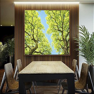 Quadro Quadrado Copa de Árvore Verde Claro Céu Azul Turquesa Natureza Paisagem Canvas Moldura