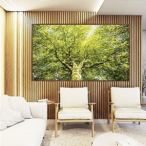 Quadro Horizontal Árvore Galhos Folhas em Verde Intenso Vivo Natureza Paisagem Canvas Moldura