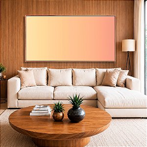 Quadro Horizontal Abstrato Degradê Rosé Bege e Pêssego Canvas Moldura