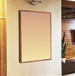 Quadro Vertical Abstrato Degradê Rosé Bege e Pêssego Canvas Moldura