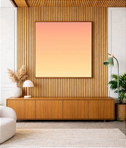 Quadro Quadrado Abstrato Degradê Rosé Bege e Pêssego Canvas Moldura