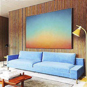 Quadro Horizontal Abstrato Degradê Textura Azul Turquesa Coral Canvas Moldura