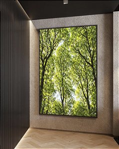 Quadro Vertical Copa de Árvores Verde Vibrante Céu Claro Natureza Canvas Moldura