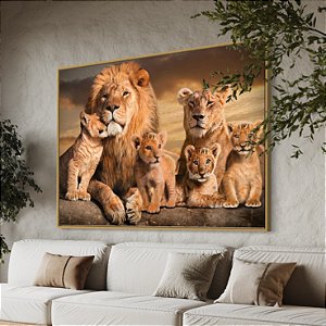 QUADRO DECORATIVO ELEGANCE FAMILIA LEÃO - LEOA - FILHOTE
