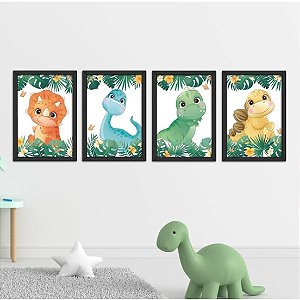 kit 4  quadros  infantil dinossauro