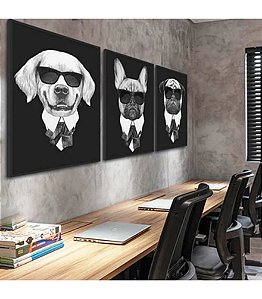 kit 3 quadros cachorros descolados